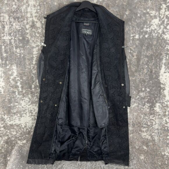 Traditional Trends Petites Sz PM Moto Leather Floral Snap Jacket Trench Coat - Picture 5 of 10